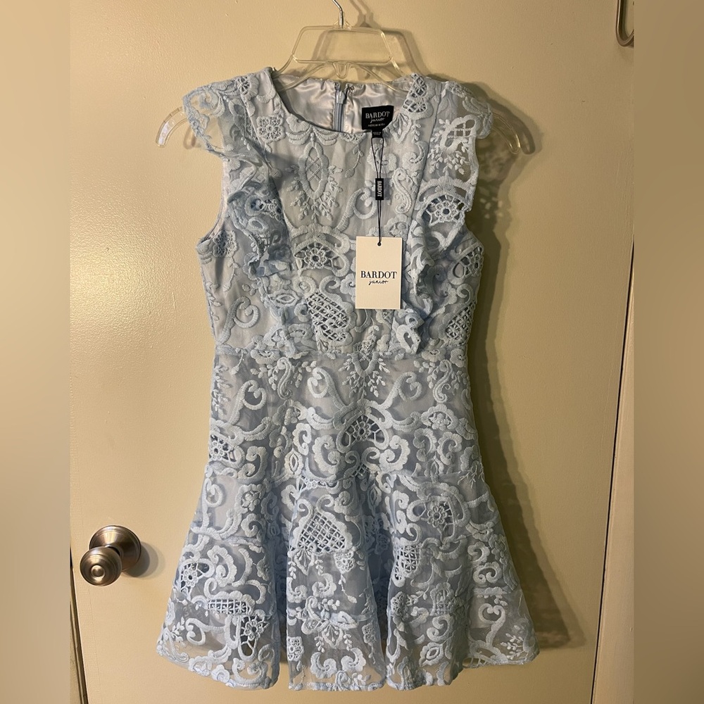 Bardot Kids Light Blue Lace Dress